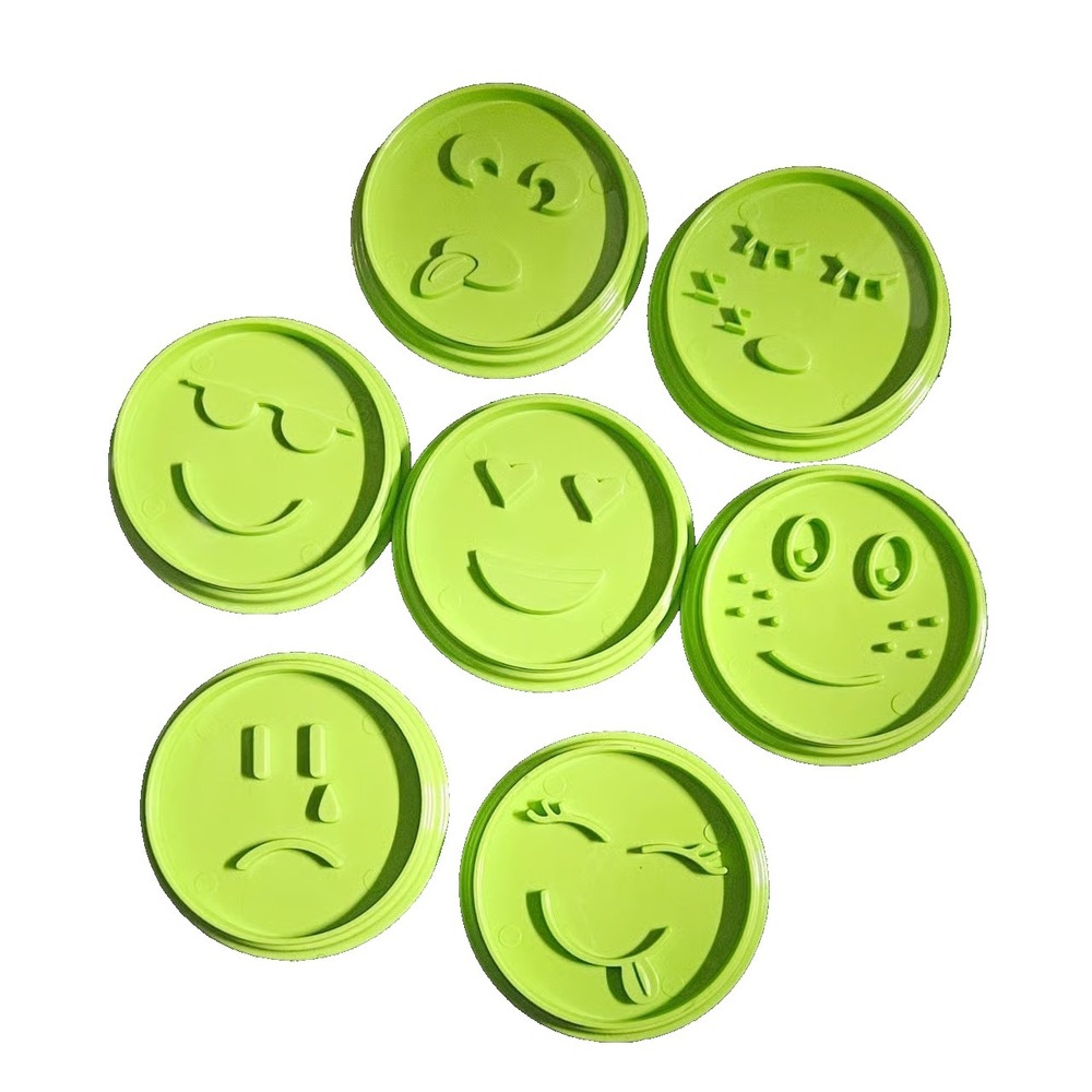 Pampered Chef Kids‎ Emoji Cookie Cutter Molds Lime Green 7 Different Faces NEW